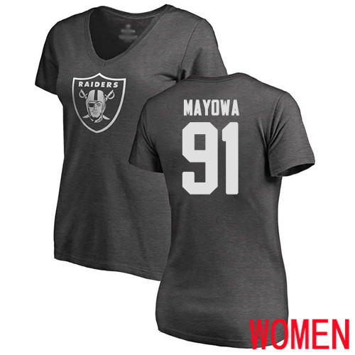 Oakland Raiders Ash Women Benson Mayowa One Color NFL Football #91 T Shirt->nfl t-shirts->Sports Accessory